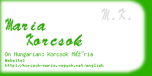 maria korcsok business card